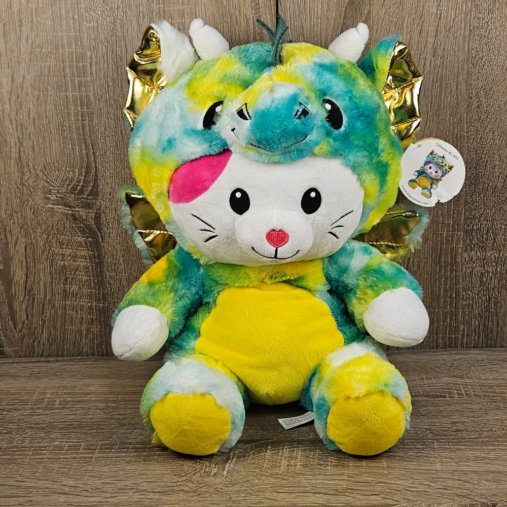 Peek-A-Boo Toys Disguisimals Puff the Cat Dragon Costume Plush Tie Dye Green 12"